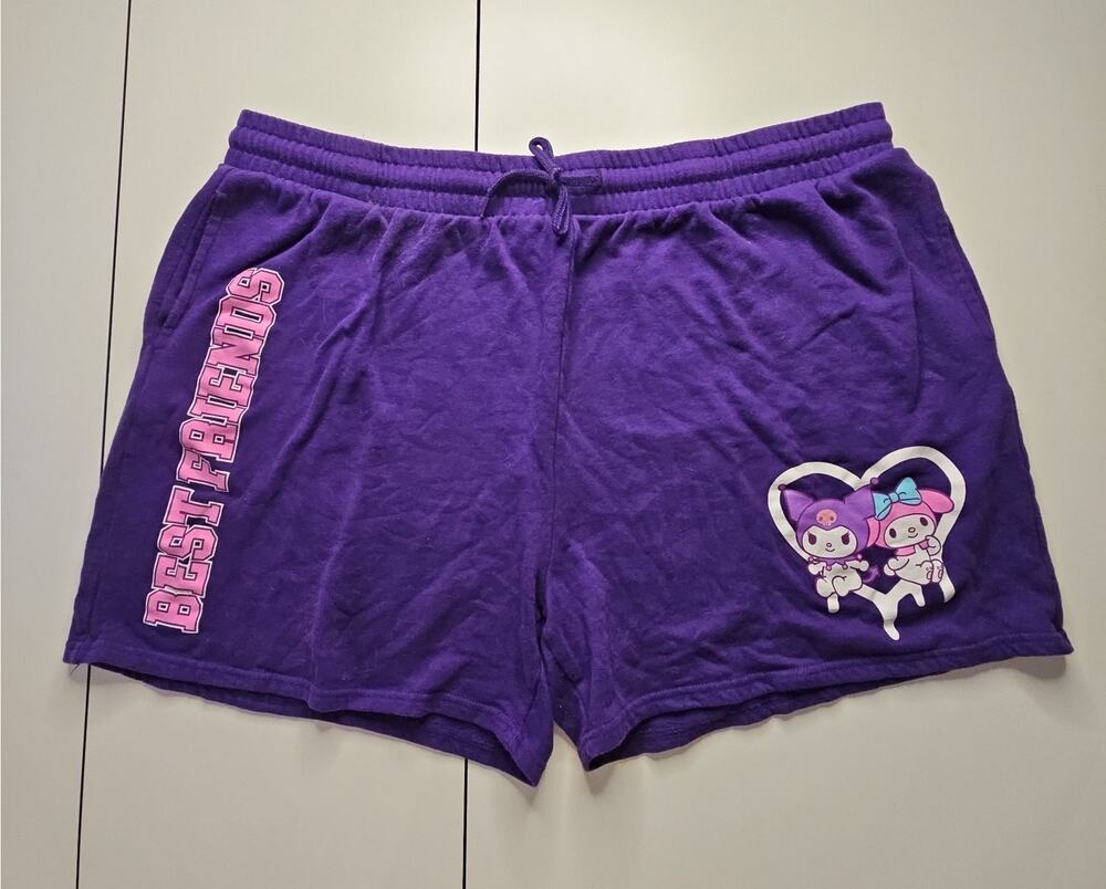 Sanrio My Melody Kuromi Best Friends Purple Fleece Shorts Womens XXL 18 Kawaii